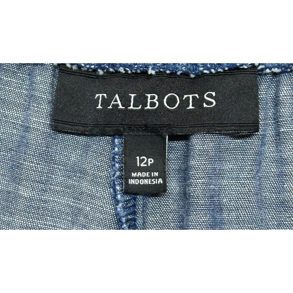 Talbots Pants Womens 12 Petite Blue Actual 34X24 Linen Blend Pull On Crop - Picture 5 of 7